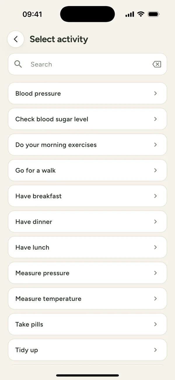 The patient's daily plan, one item at a time